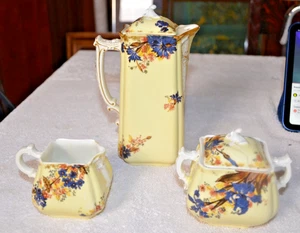 Antik Theo. Haviland Limoges Kaffeekanne + Milchkännchen + Zucker - Bild 1 von 9