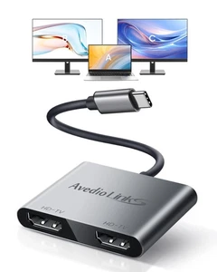 USB C to Dual HDMI Adapter, Type C to HDMI Splitter for Dual Monitors Extende... - Picture 1 of 8