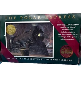 Juego de regalo en caja The Polar Express libro audio CD cinta adorno Liam Neeson - Imagen 1 de 4
