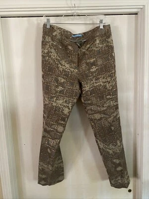 Pantalón de vestir para mujer Antonio Melani talla 10 verde, marrón, dorado metálico, forrado Foto 1 de 2