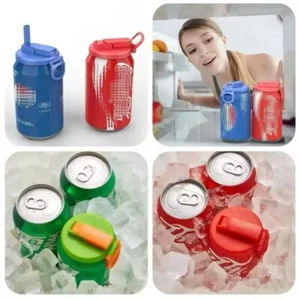 4 Color Soda Can Lids with Straw,Silicone Straws Soda Can Covers,Straw Soda 4pc - Picture 1 of 14
