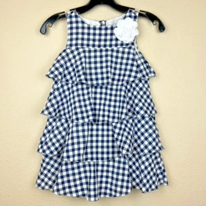 Janie and Jack Girls SIZE 6 Tiered Gingham Ruffle Dress Sleeveless Check Cotton - Picture 1 of 9
