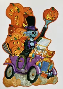 Vintage Halloween Die Cut Kirk Skeleton Jack O Lanterns Double Sided LAMINATED - Picture 1 of 3