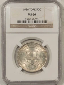 1936 YORK COMMEMORATIVE HALF DOLLAR - NGC MS-66, ORIGINAL WHITE! - Picture 1 of 3