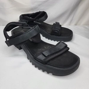 Sandalias de plataforma Zara negras con hebilla de metal 1639/710/032 talla 40 EE. UU. 9 - Imagen 1 de 7