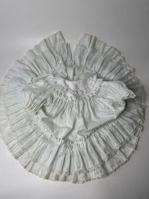 Vestido vintage Bryan niñas círculo completo azul y blanco con encaje y volantes 3T Foto 1 de 4