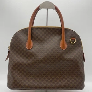 CELINE Macadam Triomphe Hand bag Tote bag Leather Authentic E16 - Picture 1 of 18