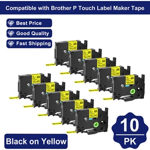 10X Compatible Brother TZ TZe 631 TZ631 Black on Yellow Label Tape P-Touch 0.47" - Bild 1 von 4