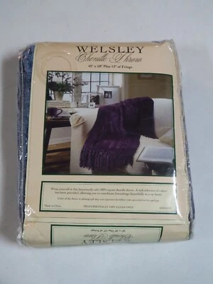 Welsley Chanille Throw (Blue) 42" x 58" Plus 12" of Fringe [NEW] - Image 1 of 2