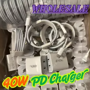 For iPhone 16 15 14 13 12 11 iPad Pro USB C 40W Fast Charger Block PD Cable Lot - Picture 1 of 13