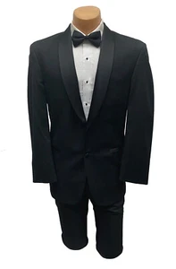 Boys Tallia Black Tuxedo & Pants Two Button with Satin Shawl Lapels Size 4 - Picture 1 of 5