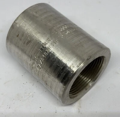 1-1/2" NPT, 3000# Full Coupling, 316/316L Stainless Steel, SA 182, B 16, New - Image 1 of 3