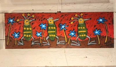 John Sperry Outsider南方原始鸟类民间艺术派对鸟类绘画  — 第 1/4 张图片