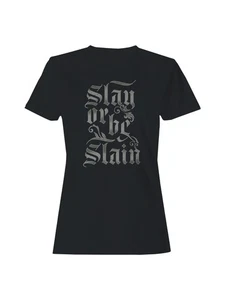 Gothic "Slay or Be Slain" Grafik Damen T-Shirt - Bild 1 von 6