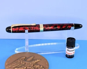 PENNA STILOGRAFICA RED ICE FLOWER JINHAO ELITE X450 ACCIAIO CON PENNINO FINE E INCHIOSTRO DIAMANTATO - Foto 1 di 3