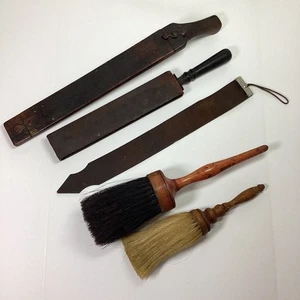 Vintage Shaving Barber Tools Tool Neck Brush Winner Autostrop Strop - Picture 1 of 24