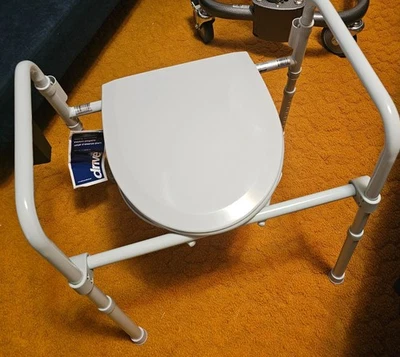 Drive Medical 11148-1 Steel Folding Bedside Commode - Image 1 of 3