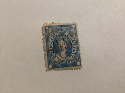 Queensland 1871-72 Postal Fiscal 2/- Blue PF2/F11 used - Image 1 of 2
