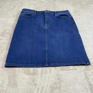 Talbots Women’s Size 12 Denim Knee Length Skirt Stretch Cotton Blend Blue - Picture 1 of 8