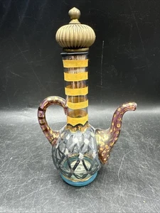 MacKenzie Childs Hand painted Circus Glass Cruet - Picture 1 of 9