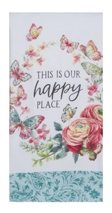 Kay Dee Garden Butterfly This Is Our Happy Place Floral Wreath Kitchen Towel - Picture 1 of 1