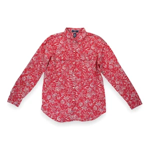 Chaps Shirt Damen rot klassisch Blumen Preppy Western Reittaschen Medium - Bild 1 von 4