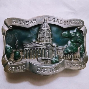 Vintage Gürtelschnalle State Capitol Gürtel Buckle Kansas Landmarks Topeka - Bild 1 von 6