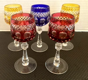 5  VINTAGE  NACHTMANN CRYSTAL CUT TO CLEAR LIQUEUR  GLASSES HEAVY 5 1/2 " . 🩷 - Picture 1 of 5