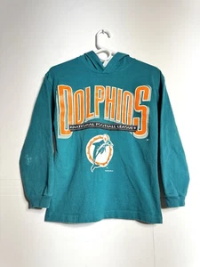 Vintage 1993 NFL Miami Dolphins Women’s Hooded Long-sleeve Shirt - Size Medium - Picture 1 of 8
