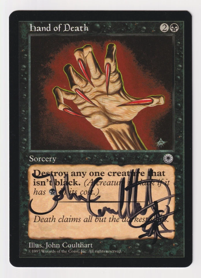 Signed Hand of Death Proof LP Portal Artist John Coulthart 1997 MTG Magic AP! - Image 1 of 2