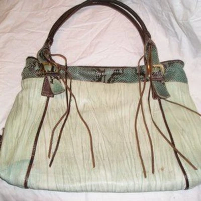 BOLSO DE HOMBRO HOLGADO VERDE MARCO BUGGIANI Italia piel de serpiente lagarto en relieve  Foto 1 de 4