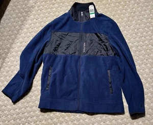 NWT Nautica Men's Fleece Jacket K7325T Size Lg New $90 Navy Blue - Picture 1 of 6