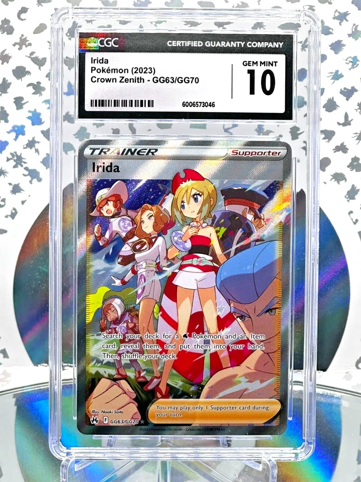 CGC 10 Irida GG63/GG70 Crown Zenith Full Art Pokemon Trainer Card - Image 1 of 1