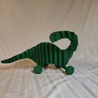 Vintage Hand Made Wooden Rolling Dinosaur Toy 