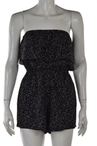 Pins And Needles Womens Romper Size M Black White Printed Strapless Shorts - Picture 1 of 4