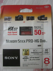 NEW Sony 8gb Memory Stick Pro-HG Duo HX 50 mb/s 