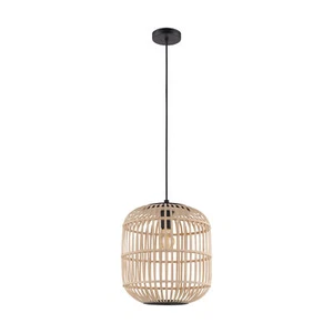 Hanging Ceiling Pendant Light Black & Wicker Cage 1 x 28W E27 Feature Lamp - Picture 1 of 3
