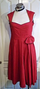 Stunning Lindy Bop 50s Red Swing Dress with Black trim, Size 12 - Picture 1 of 6