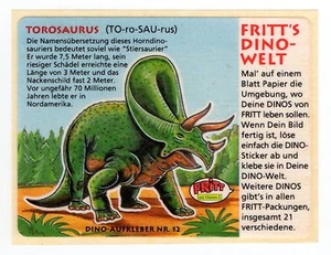 Dino-Welt - 1980s Fritt Germany Sticker #12 Torosaurus Dinosaur - Picture 1 of 1