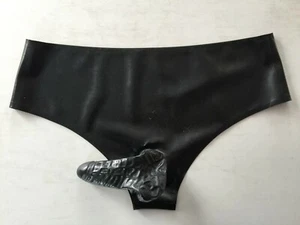 100% Gummi Latex Rubber Party Schwarzer Slip Sexy Herrenslips Dreieckige Shorts - Bild 1 von 1