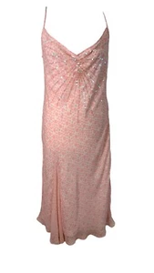 Rocha John Rocha NWT Vtg Y2K Long Slip Dress Silk Spot Pattern Sequin Party 16 - Picture 1 of 16