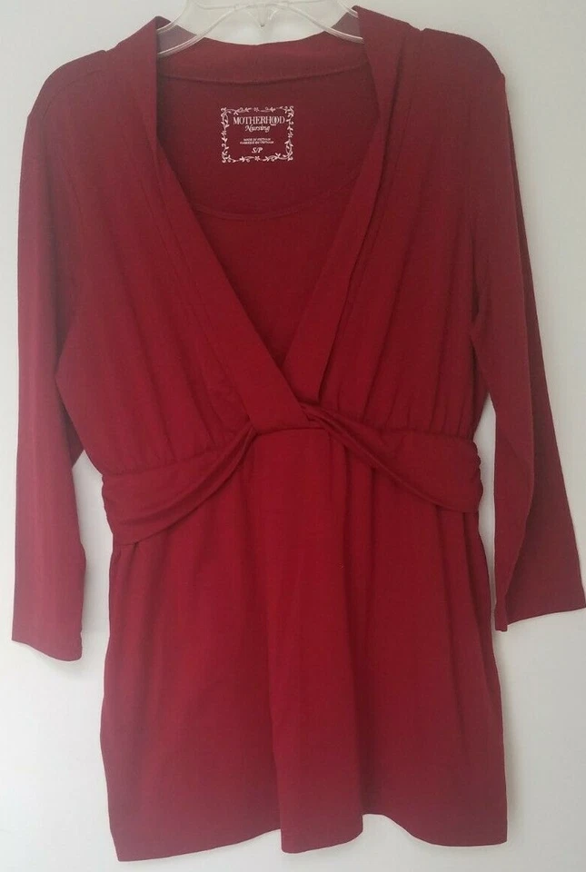 Top de lactancia maternidad manga 3/4 rojo oscuro talla S Foto 1 de 3
