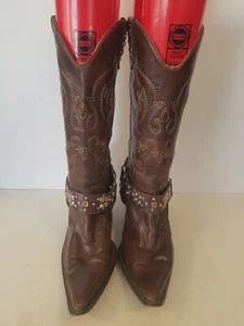 Charlotte Russe Cowgirl Harness Western Boots Brown Size 8 M - Picture 1 of 11