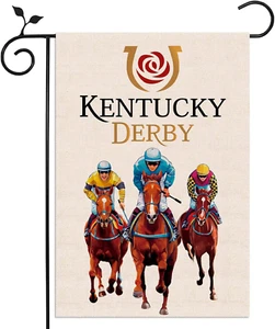 Nepnuser Kentucky Derby Garden Flag Jockey Run for the Roses Horse Racing Party - Picture 1 of 12