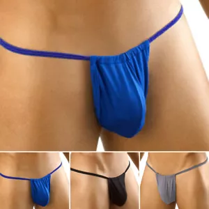 Mens G-String Thong Pouch Panties Micro Bikini T-back Underwear Bikini Briefs CA - Picture 1 of 18