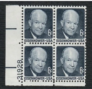 US # 1393 , Dwight David Eisenhower , L/L P/B of 4 - I Combine S/H - Picture 1 of 1