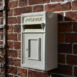 Traditional Cream & Gold Mounted Post Box - Picture 1 of 3