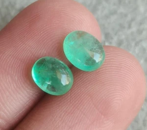 Cabujón ovalado esmeralda colombiana de 2,90 quilates 7,50-8 mm suelto 2 piezas sin tratar raro - Imagen 1 de 4