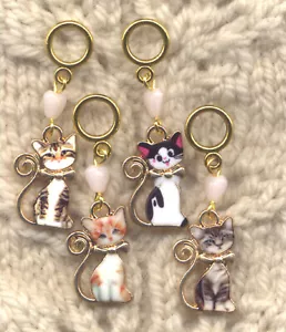 Oh Kittens! Knitting Stitch Markers Enameled Adorable Set of 4/SM97 - Picture 1 of 2