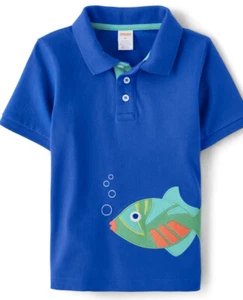 Gymboree Boys sz 7 Save the Seas Fish Polo Shirt NWT Cobalt Blue Nautical - Picture 1 of 3